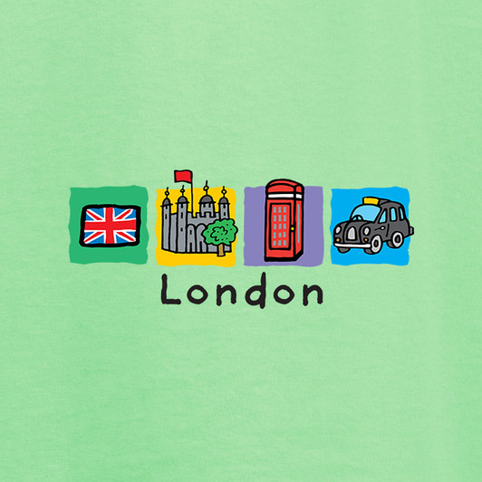 London 4 squares - telephone box  Kids T-Shirt