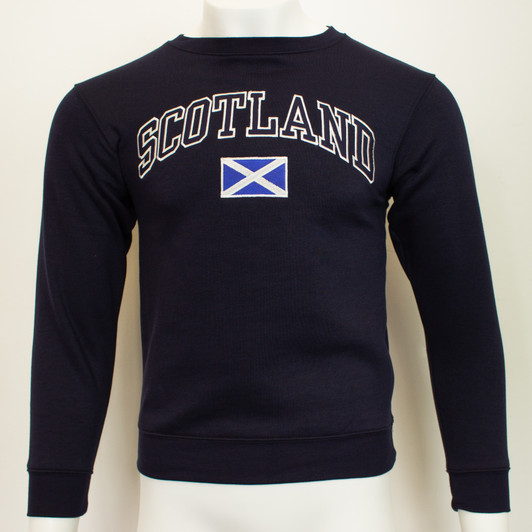 Scotland Harvard Text with Saltire Applique Adult Sweatshirt Navy