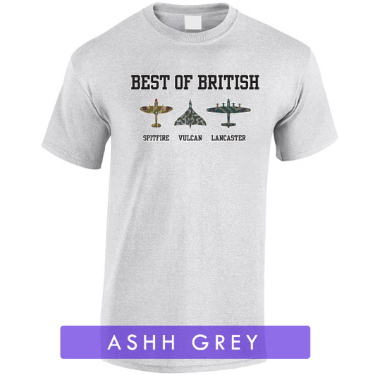 Best of British Spitfire Vulcan Lancaster Colour Print - Tshirt