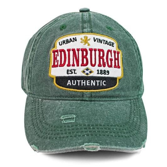 CNV3501-FOR Edinburgh Urban Vintage Emb Badge cap, Forest Green