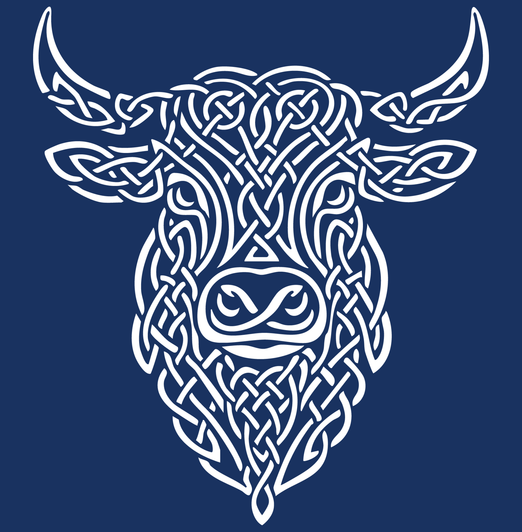 Celtic Highland Cow White - Adult T-shirt