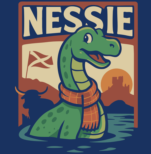 Tartan Nessie Poster - Adult T-shirt