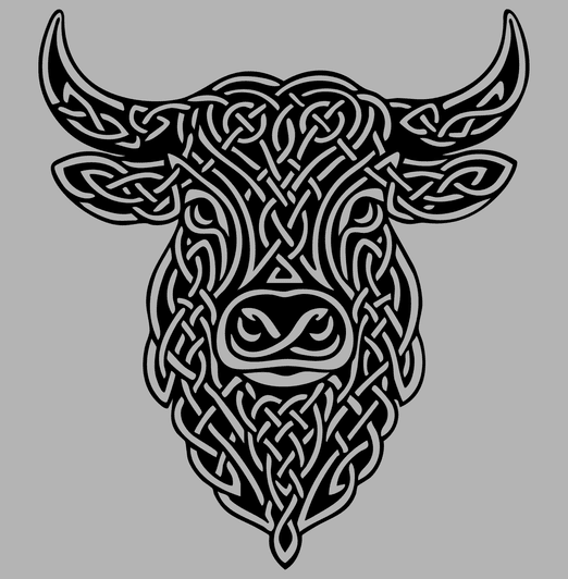 Celtic Highland Cow Black Adult Hood