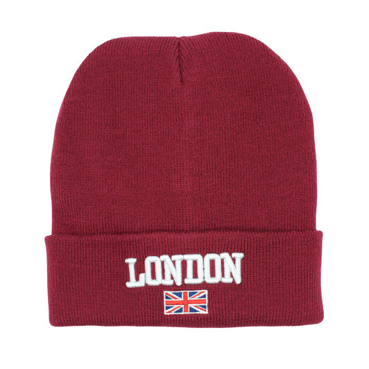 London 3D Emb Beanie - Maroon