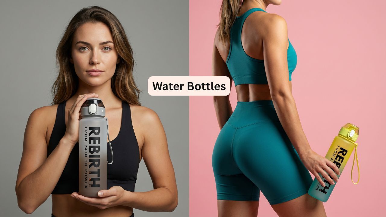 Rebirth Inc 1 litre water bottle with straw