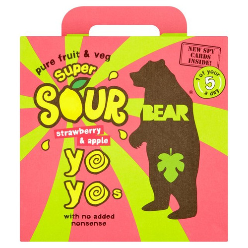 Bear Yo Yo's Super Sour Strawberry  And Apple  Fruit Rolls