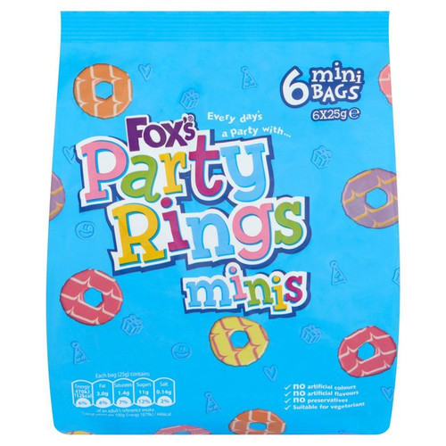 Foxs Mini Party Iced Rings 6 x 21g Packs