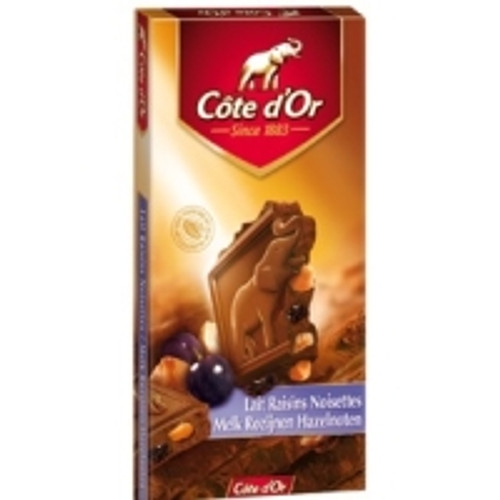 Cote D’Or Chocolat Au Lait Raisins Et Noisettes 180g