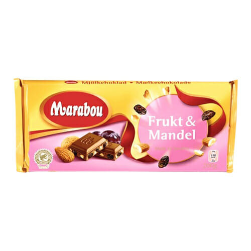 Marabou Mjolkchoklad Frukt & Mandel – Fruit & Nut Chocolate Bar 200g