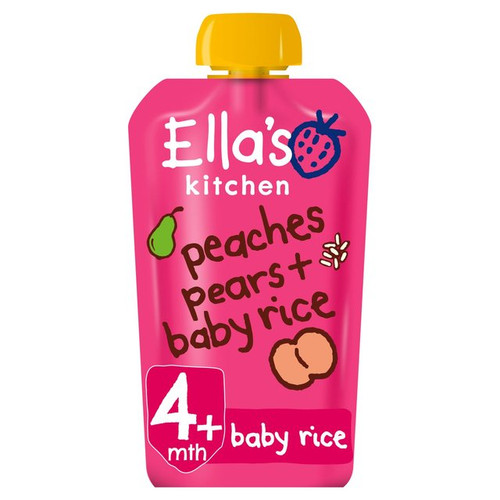 Ella's Kitchen 4 Mths+ Organic Peaches, Pears & Baby Rice 120g
