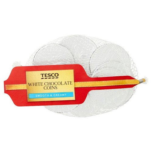 Tesco White Chocolate Coins 70G