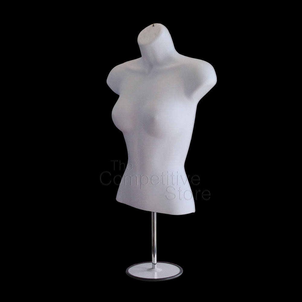 Female Mannequin Body In White W/ Metal Base