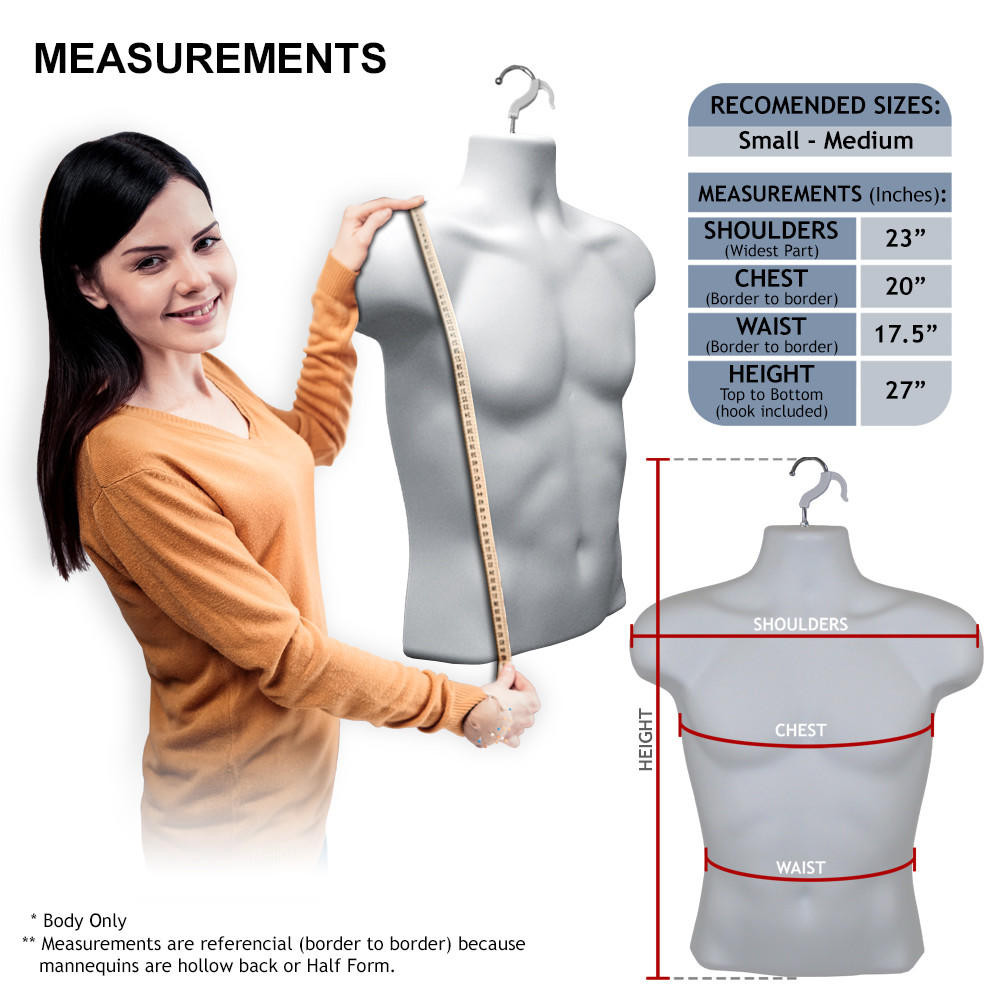 Female Torso Body Mannequin Form (Waist Long) Great for Small and