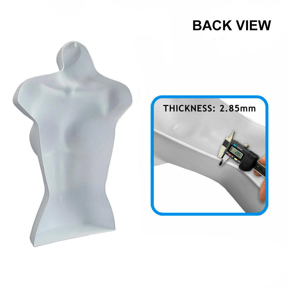 Set Of Male And Female Mannequin Torsos W/ Stand In White