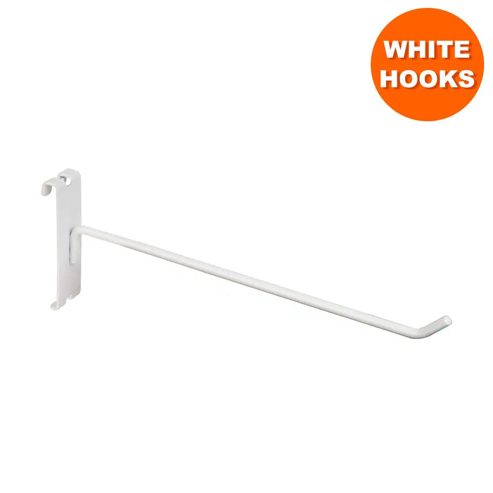 White Gridwall Hooks w/ 30Degree Tip For Steady Displays