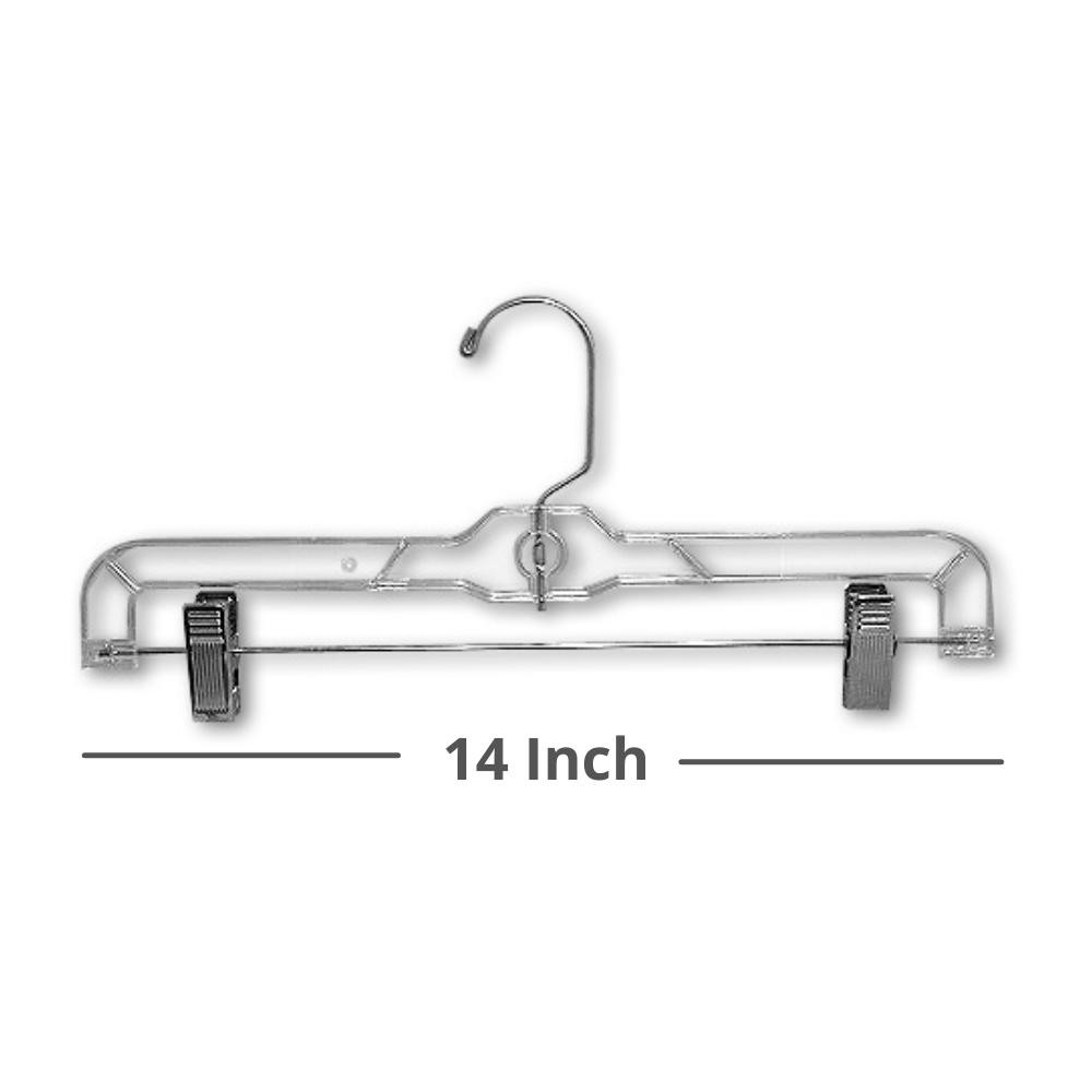 14 inch Clear Shirt Hangers Metal Clips