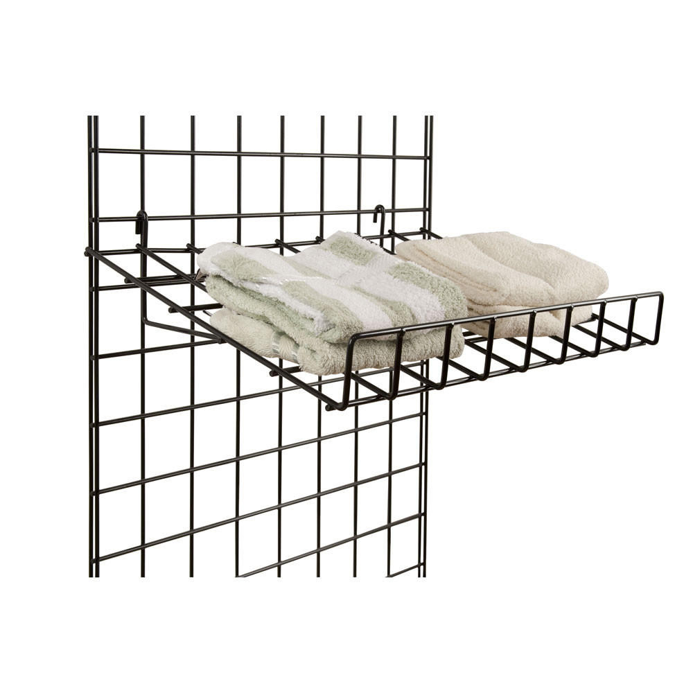 Maxima Displays 15 x 24 Slant Black Metal Shelf w/ Front Lip For Grid Wall
