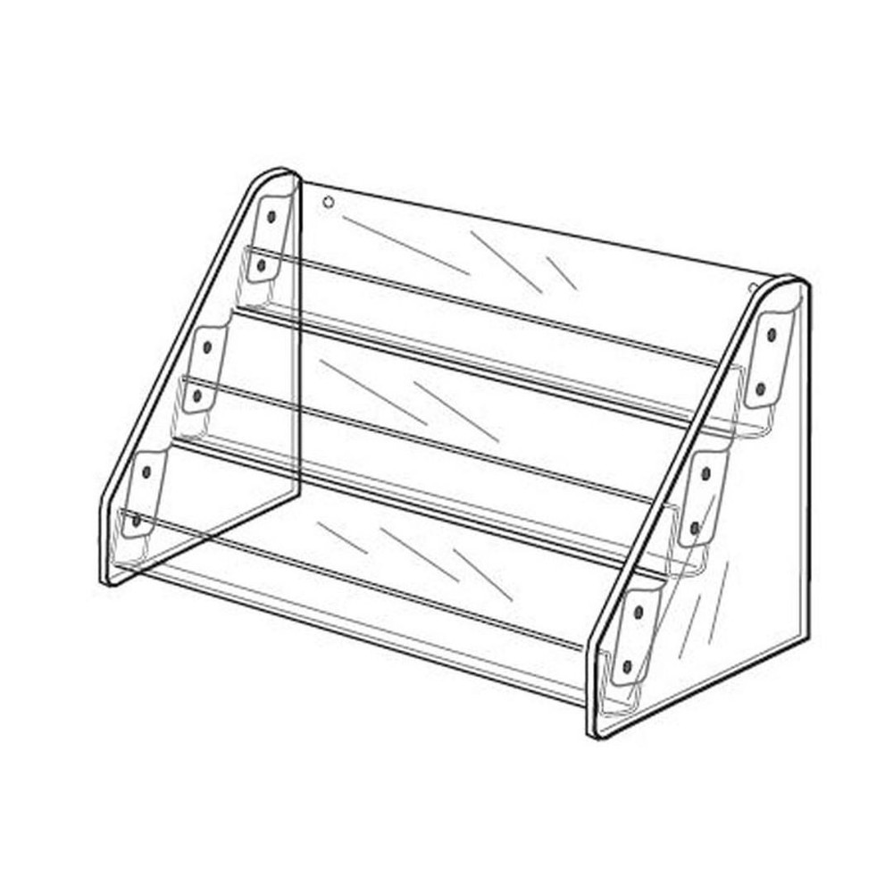 Acrylic Tiered Brochure And Card Holder For Desk Tilted Back