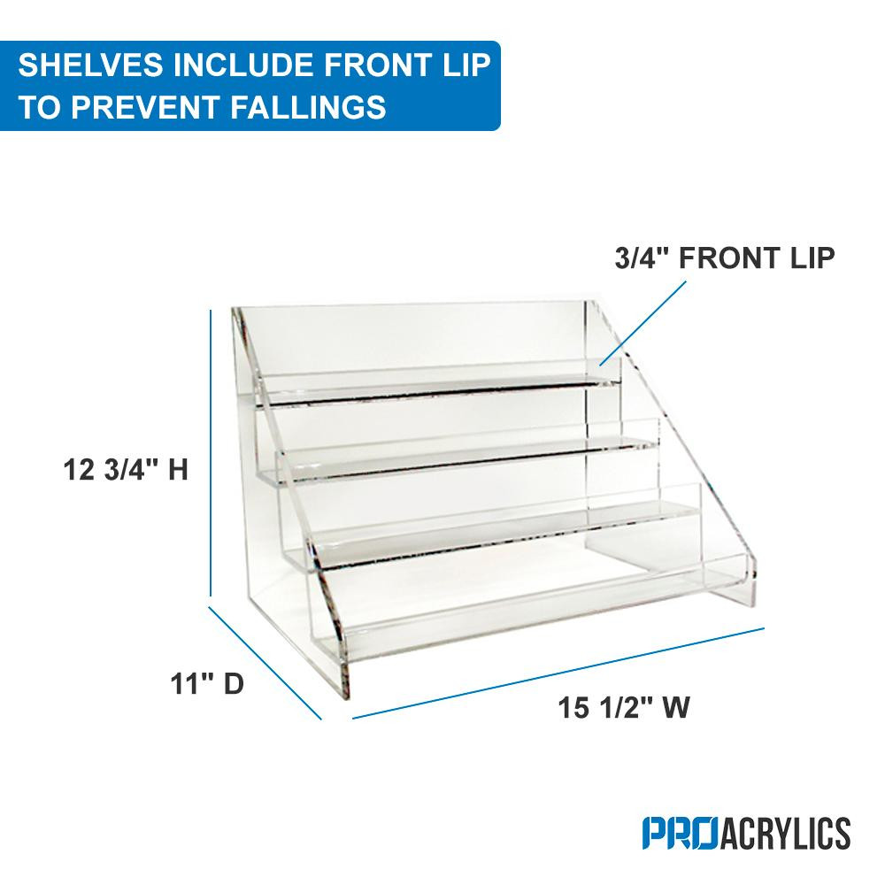 3-Tier Clear Acrylic and Metal Tabletop Corner Retail Display