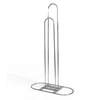 Chrome wire hanger stacker with dual U-shaped tube uprights on an oval base and central mounting bracket