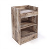 Reclaimed brown barnwood finish variant showing plank grain, drawer face, and dual open shelf cubbies