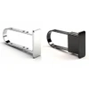 Chrome and black rectangular tubing end caps for 1/2 by 1-1/2-inch oval hangrail, side by side.