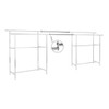 Chrome connecting hangrail joining two double clothing racks, with an inset detail of the mounting clamp.