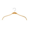 Light wood-tone bamboo style top hanger with chrome swivel hook and white non-slip grips.
