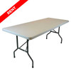 Plastic Folding Table Rental with Spandex Cover – 6ft, 8ft & Bi-Fold Options RS-PP-CS-PFT-SPW