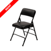 Black premium vinyl padded folding chair for rent