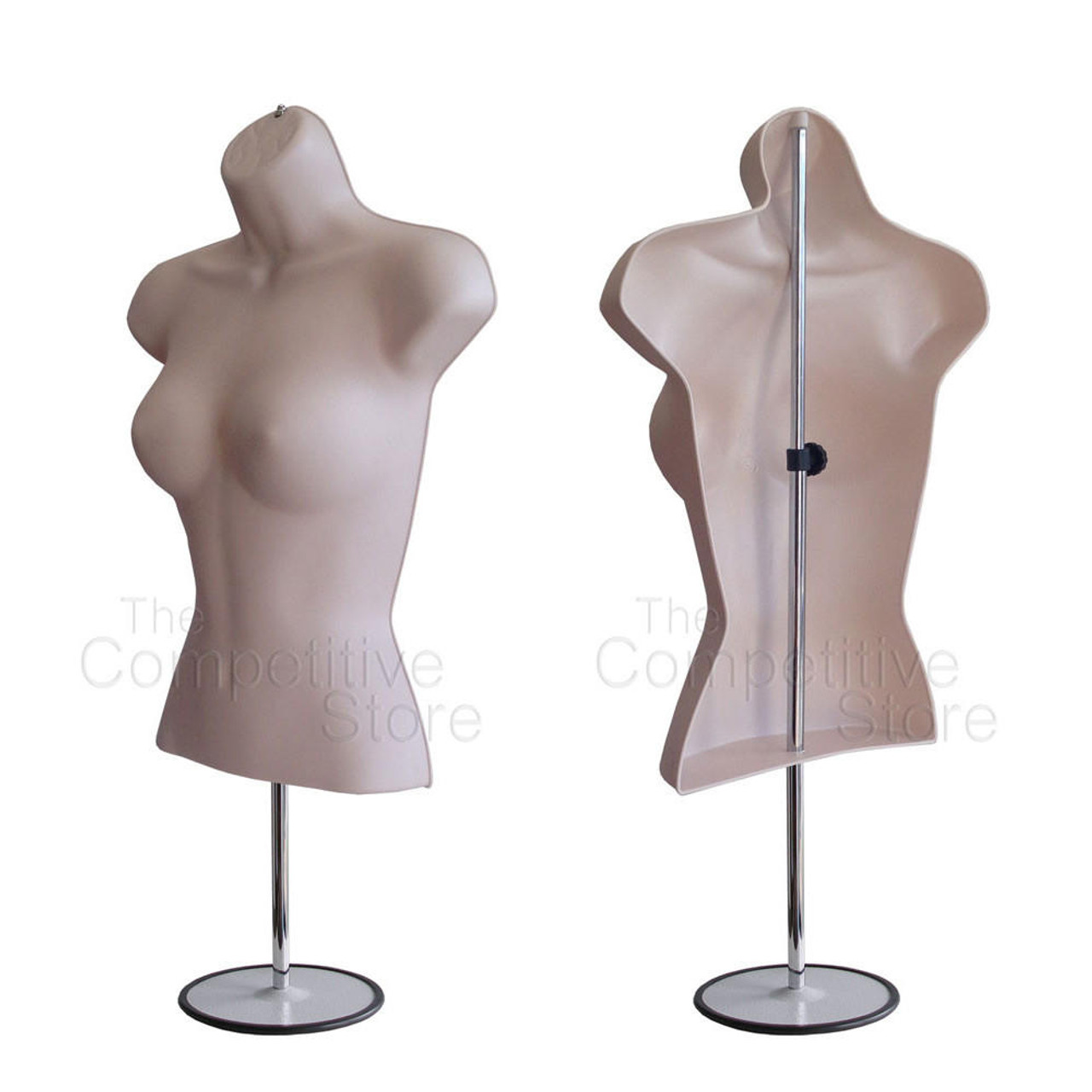 EZ-Mannequins Flesh Torso Male Female Mannequin W/ Metal Base