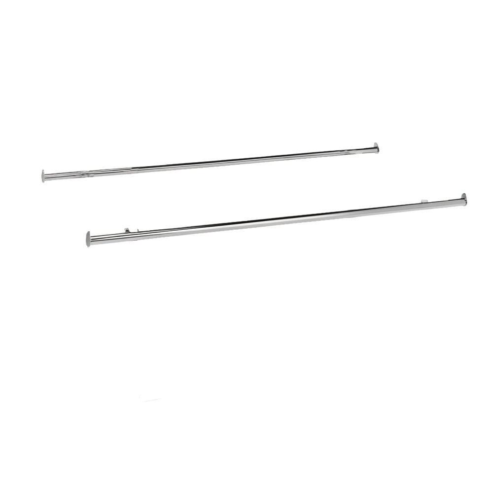 Pair of chrome 60-inch add-on hangrail bars for double clothing racks.