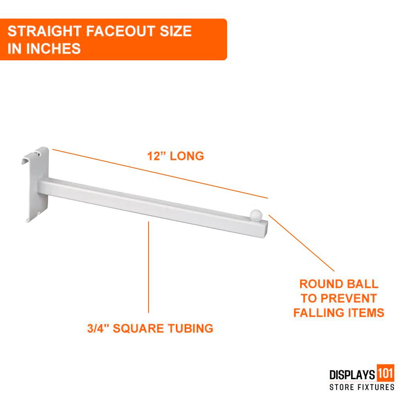 Displays 101 3/4" Square Tubing White Faceout 12"L For Gridwall 