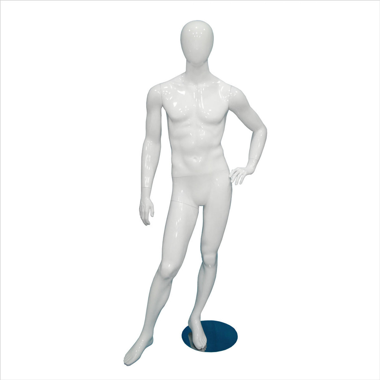  Male with Head Full Body Mannequin White - Arm on Waist 