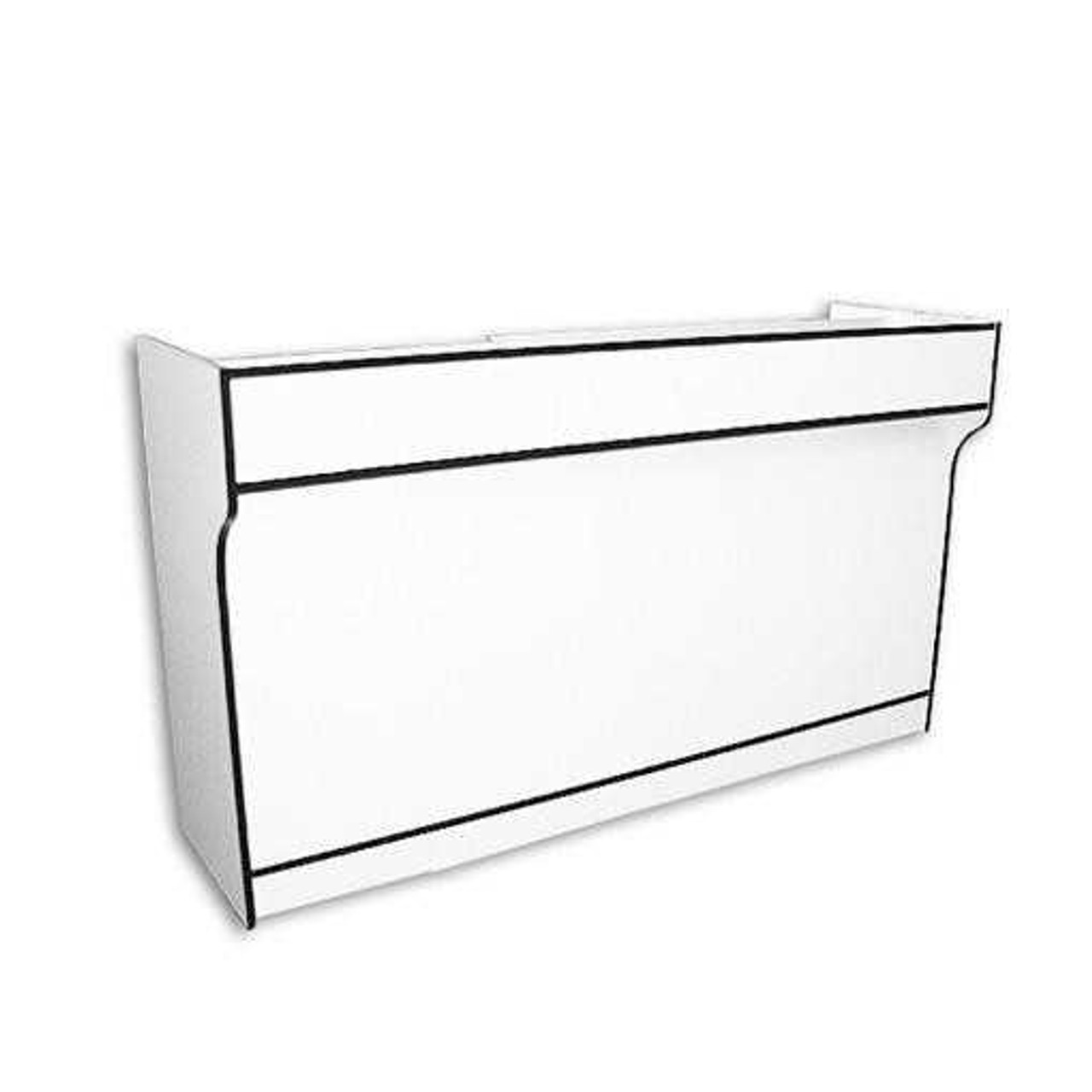 70-inch ledge top retail counter rental in white finish, fully assembled for pop-up shops and events in Orange County