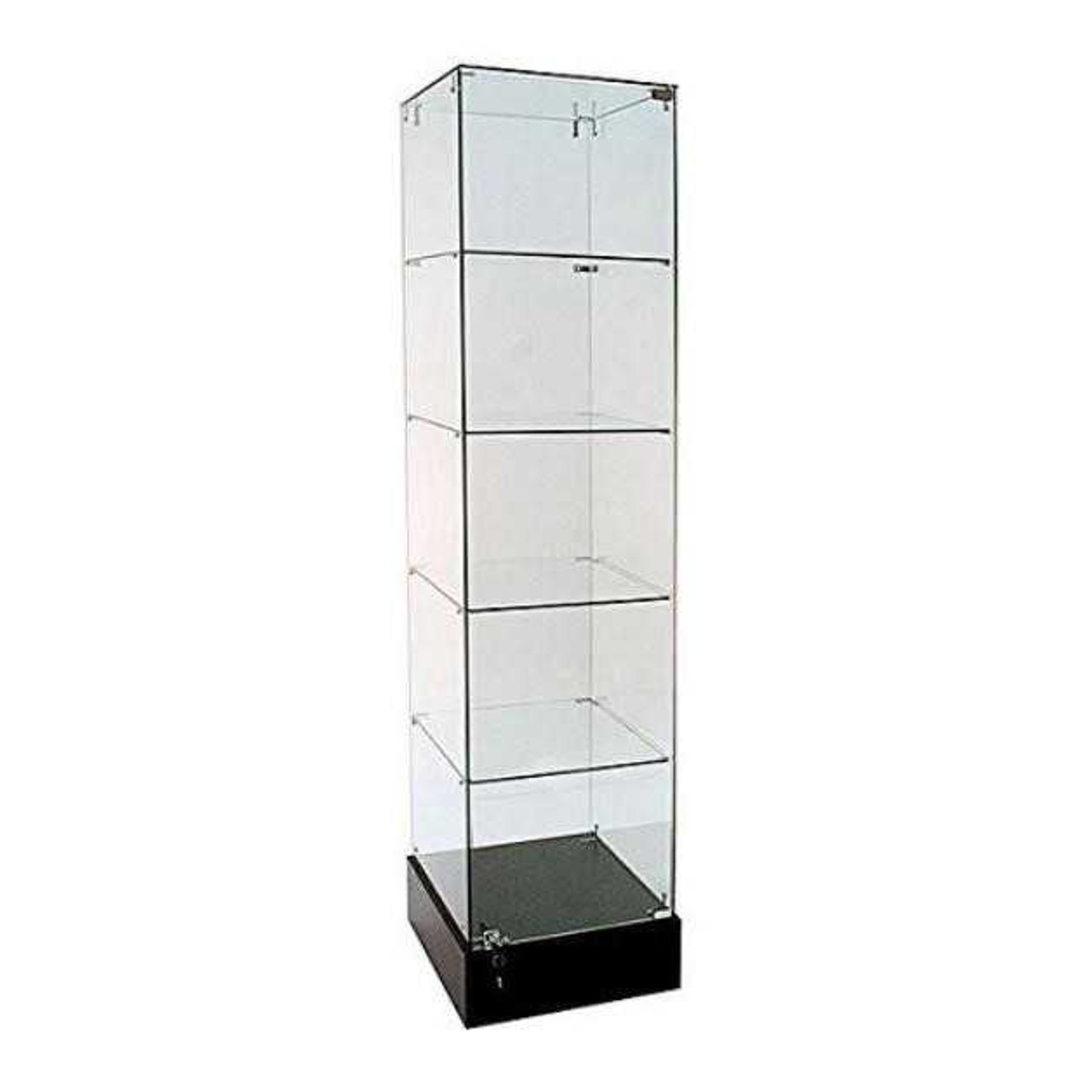 72-inch frameless glass display case rental with locking door and LED lighting