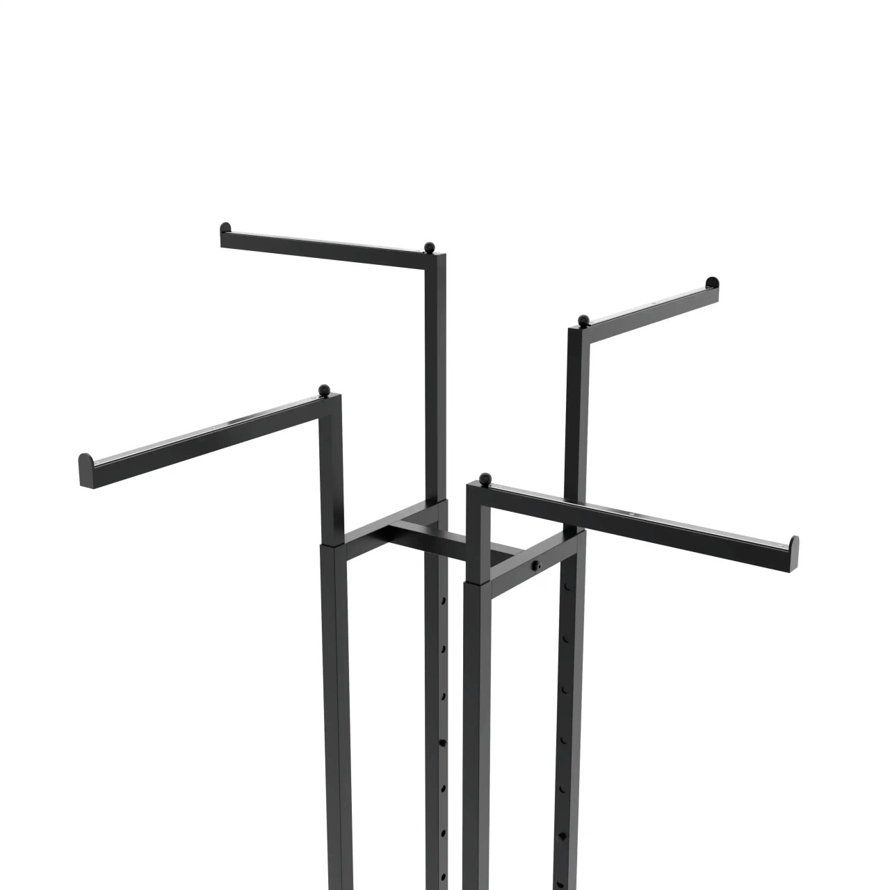 Black 4-Way Garment Rack – Adjustable Matte Retail Display MK74-BK