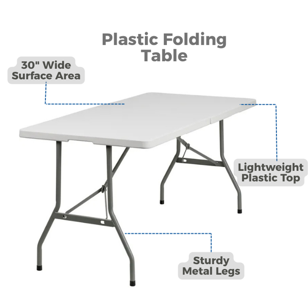 Plastic Folding Table Rental with  Spandex Cover