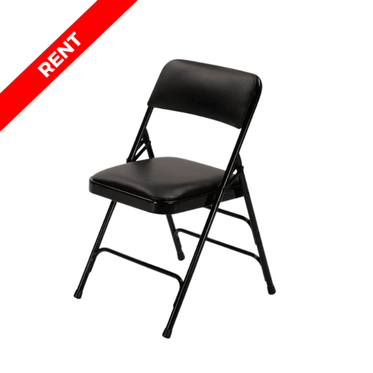 Black premium vinyl padded folding chair for rent