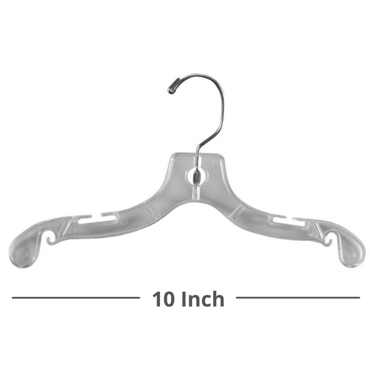 Maxima Displays 10 Plastic Child Dress Hanger Clear With Zinc Hook -100 pieces