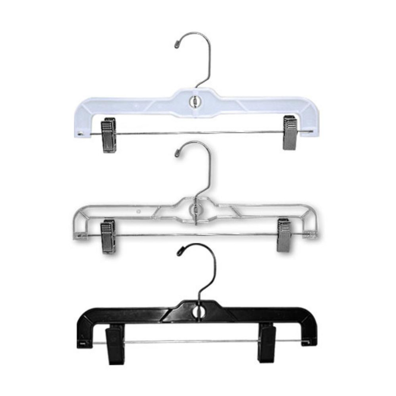 Maxima Displays 14 Heavy Weight Plastic Skirt and Pants Hangers With Clips - 100 Pieces