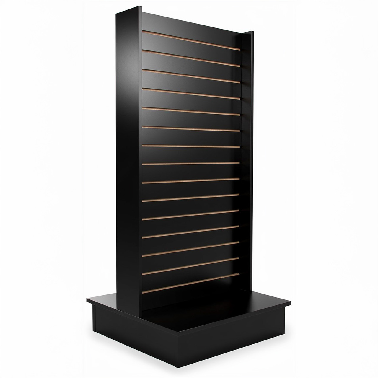 Black finish variant showing exposed groove inserts and matte side panels on square base