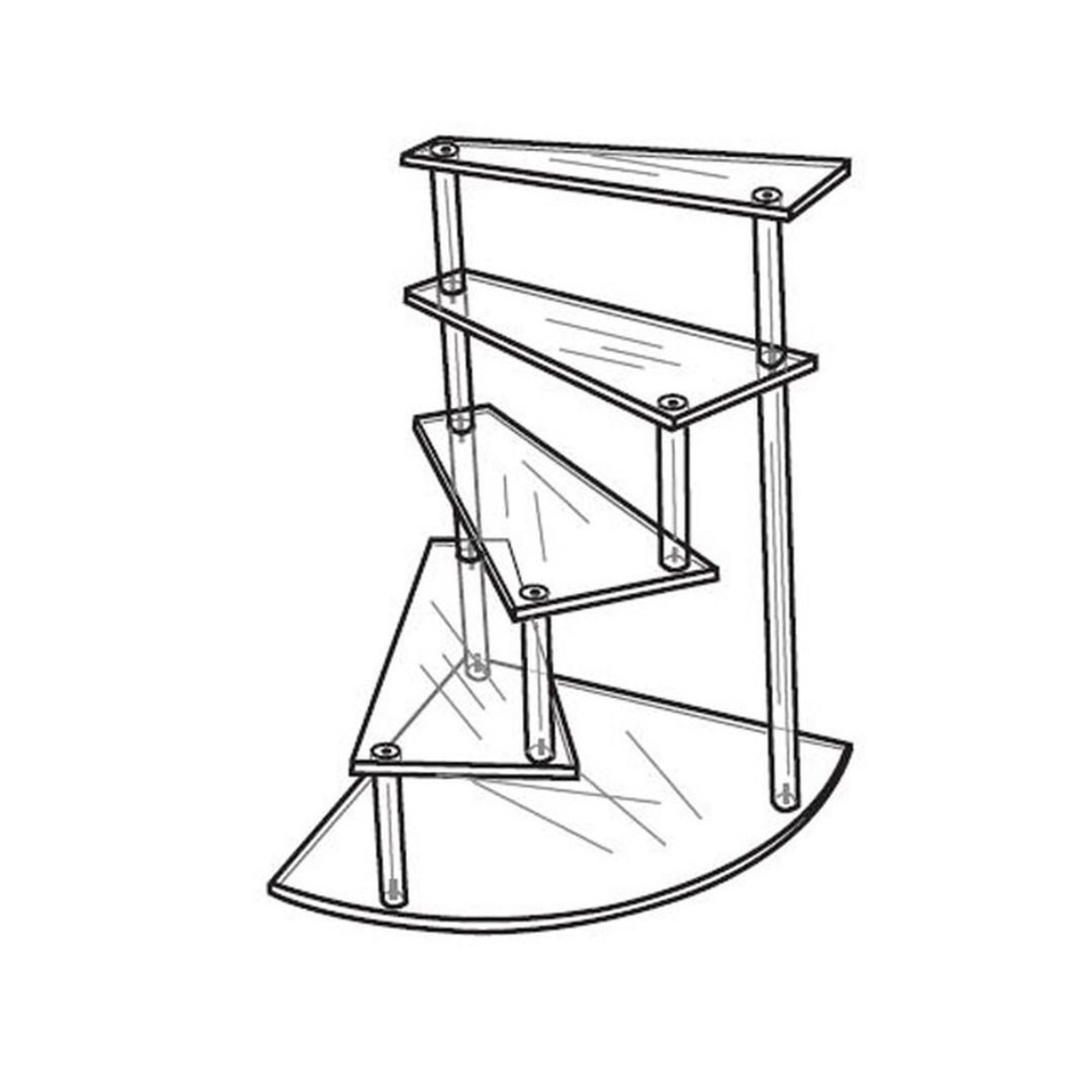Proacrylics Rotating Stair Shelf w/ 4 Display Steps For Counter