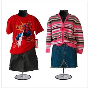 Black child mannequin displaying boys and girls clothing