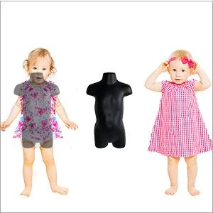 Realistic toddler chest and shoulder proportions of the black half-form mannequin