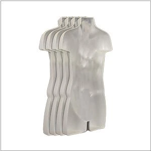 White child torso mannequins stacked into each other for storage