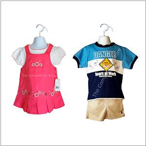 White toddler mannequin displaying boys and girls clothing