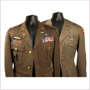 Military uniform displayed on the black torso mannequin