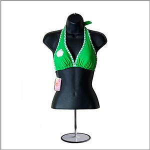 Swimwear displayed on the black female torso mannequin