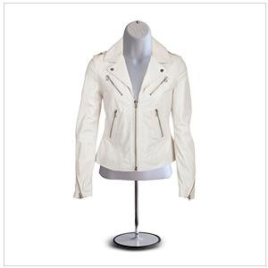 Heavy jacket displayed on the white female mannequin torso